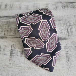 Christian Dior Monsieur Vintage Black Abstract Design Silk Tie 57" x 4"